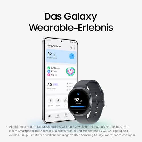 Thumbnail 12 de Samsung Galaxy Watch8 Smartwatch – Fitness‑Coach, Wellness‑Tracker und Schlaf‑Coaching, 40 mm, Graphite, Bluetooth