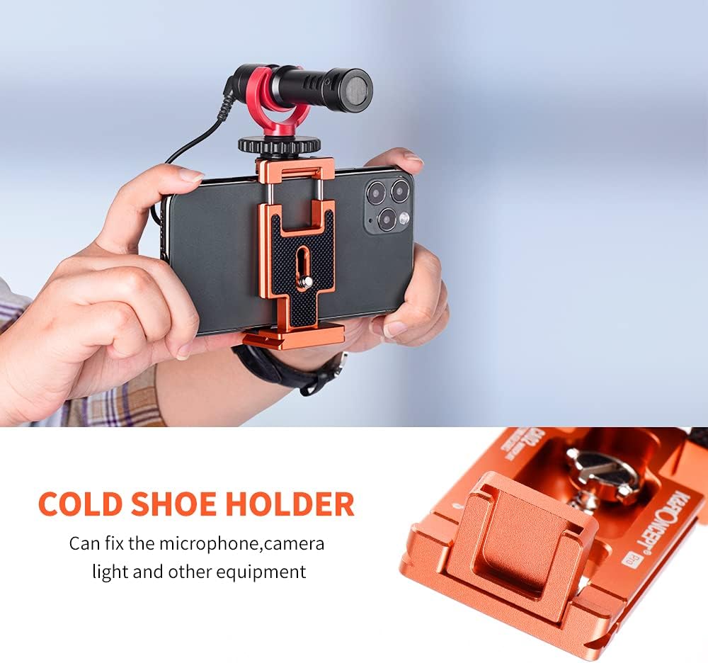 Thumbnail 2 de K&F Concept Smartphone Tripod Mount: Aluminium Quick Release Plate with 1/4 Inch Screw (Orange)
