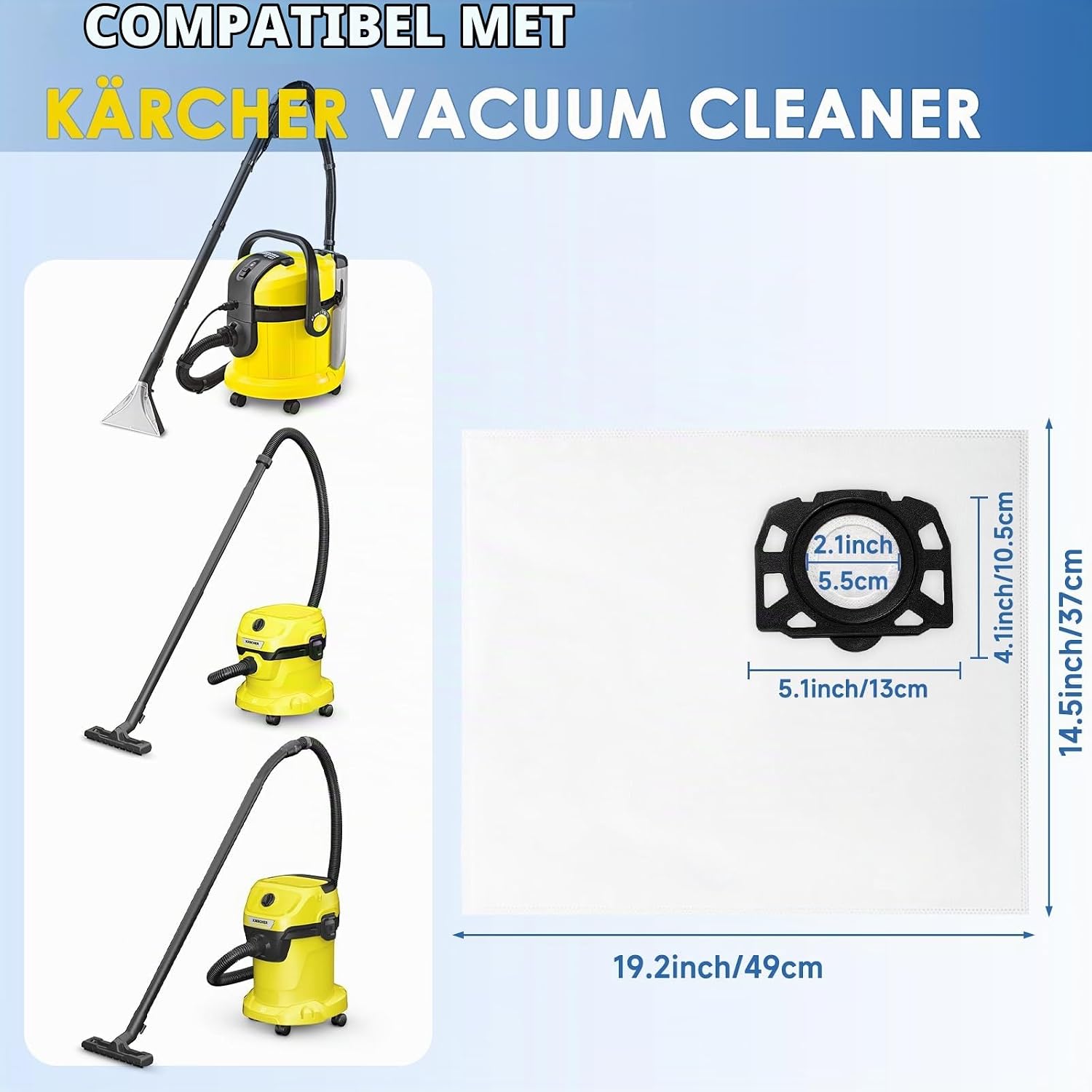 Detalle de Leavans Karcher 357-12 stofzuigerzakken, 12 stuks met 3-trapsfilter