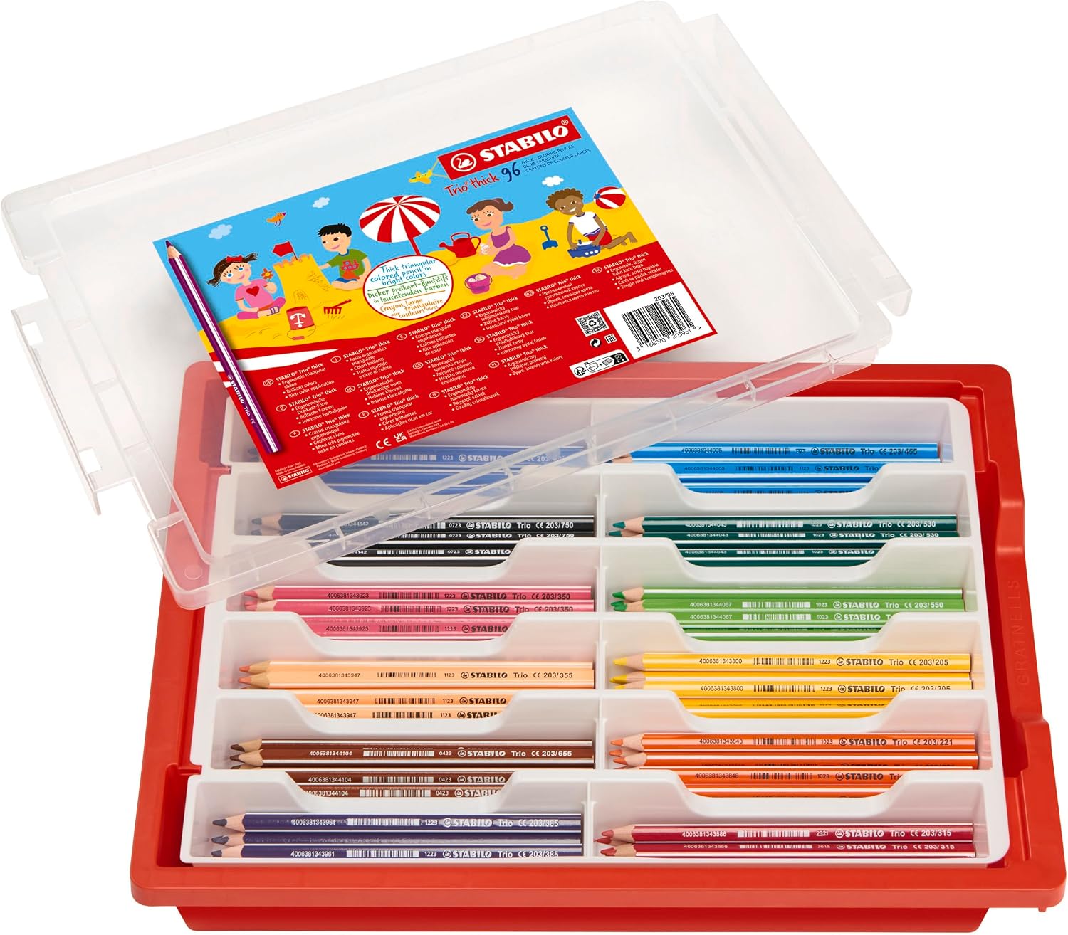 Detalle de STABILO Trio thick: Matita colorata triangolare per colorare con confidenza (School Box 96 colori)