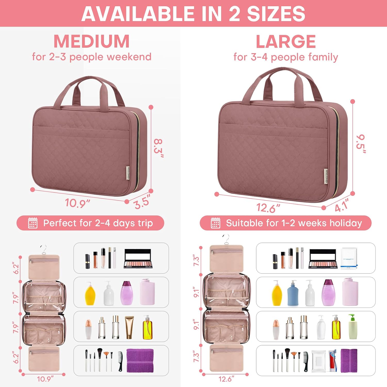 Detalle de HXLGMD Hanging Toiletry Bag, 4 Compartments