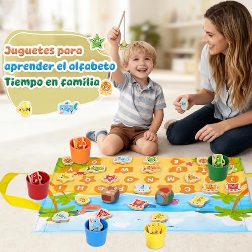Thumbnail 2 de Lubolee Juguetes Niños 2-4 Años: Juego de Pesca Montessori en Madera con Animales Marinos y Alfombra de Almacenamiento
