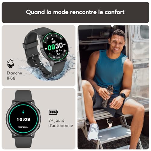 Detalle 2 de AcclaFit Montre Connectée 1,38' – 147+ modes sportifs, ECG non fourni, IP68, Bluetooth