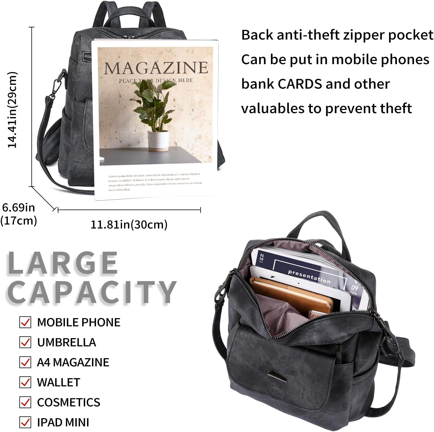 Thumbnail 2 de Puwuzixi Damen Rucksack – wasserdicht, anti-Diebstahl & vielseitig einsetzbar