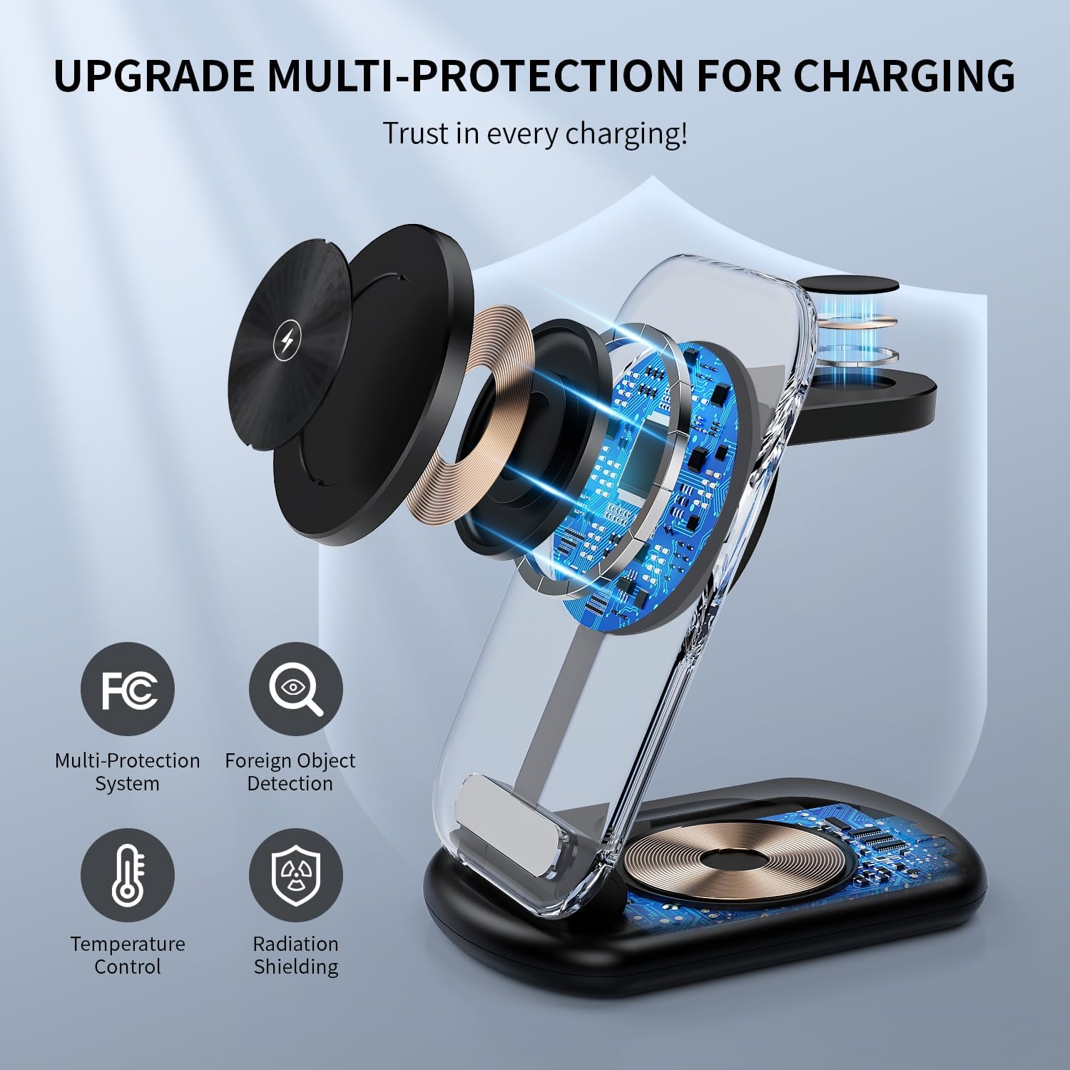 Detalle de RYND W360 3-in-1 Foldable Magnetic Wireless Charger with Night Light