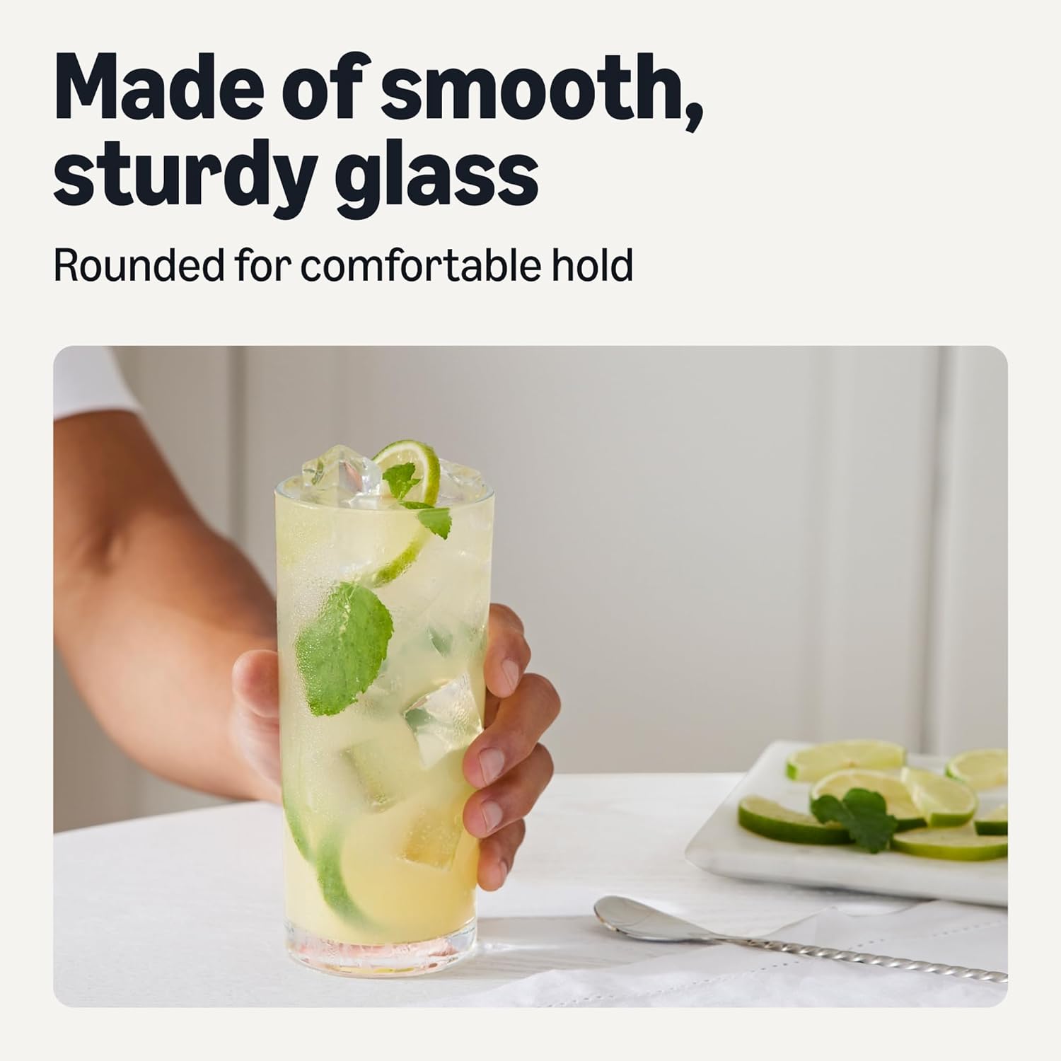 Thumbnail 2 de Amazon Basics Drinking Glasses, 6-Piece Set, 444ml — Dishwasher-Safe and Durable