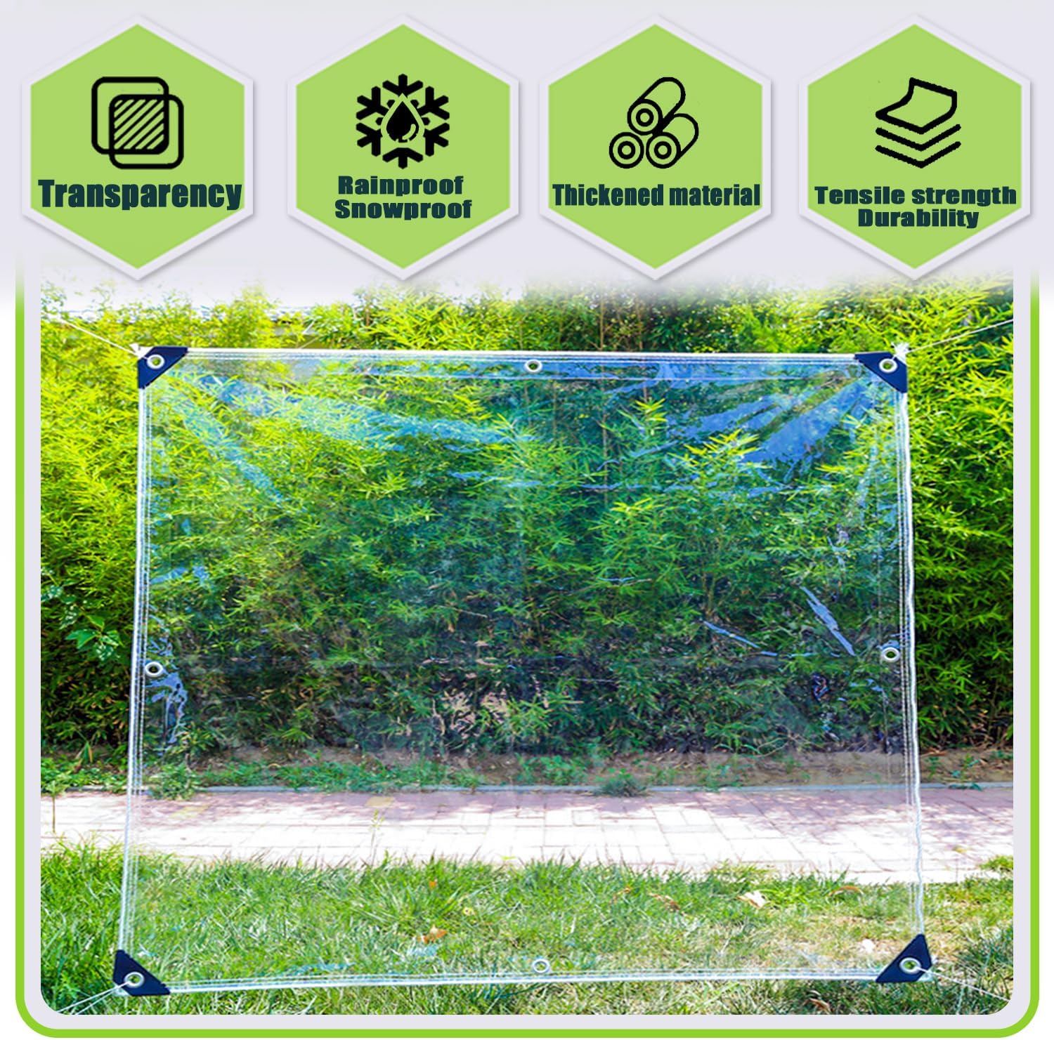 Detalle de Wasserdicht Transparent Plane mit Ösen 2x4M (BxL) – klare Abdeckung für Garten, Gewächshaus und Co.