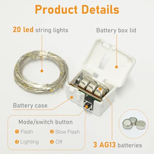 Detalle 2 de btfarm LED-Lichterkette 12er Set – 2 m, 20 LEDs pro Strang, batteriebetrieben, 3 Modi, IP65