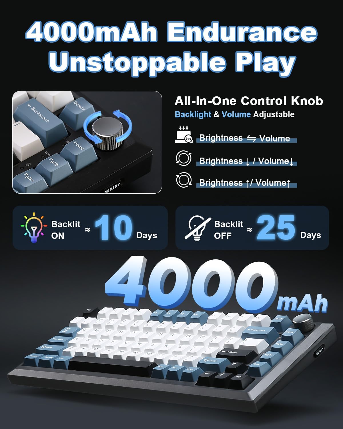 Detalle 2 de MIKIBY Y75 75% Gasket Wireless Mechanical Keyboard ⌨