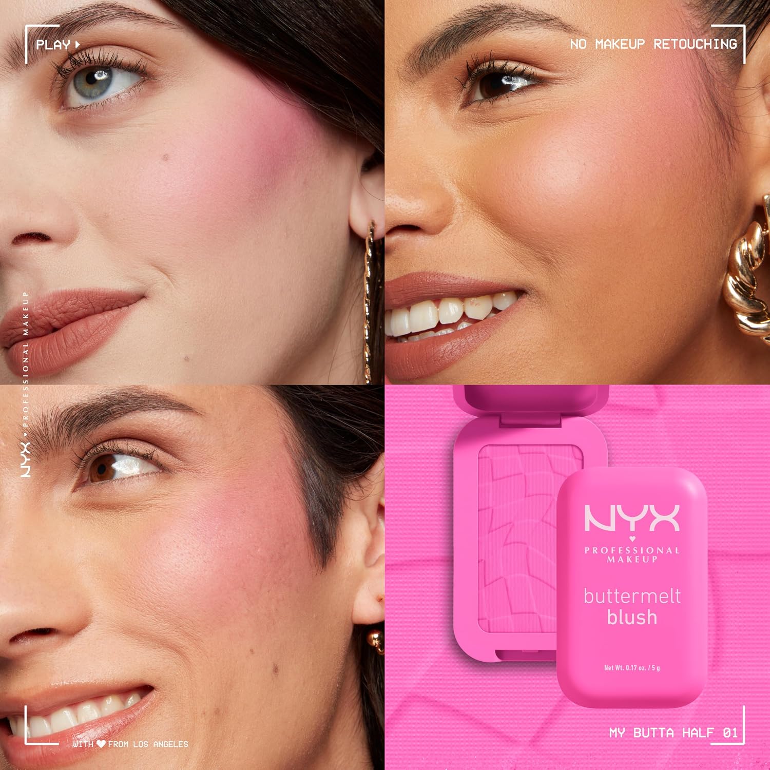 Detalle de NYX Professional Makeup Buttermelt Blush 01 My Butta Half – cremige Textur mit Shea‑, Mandel- und Mangobutter