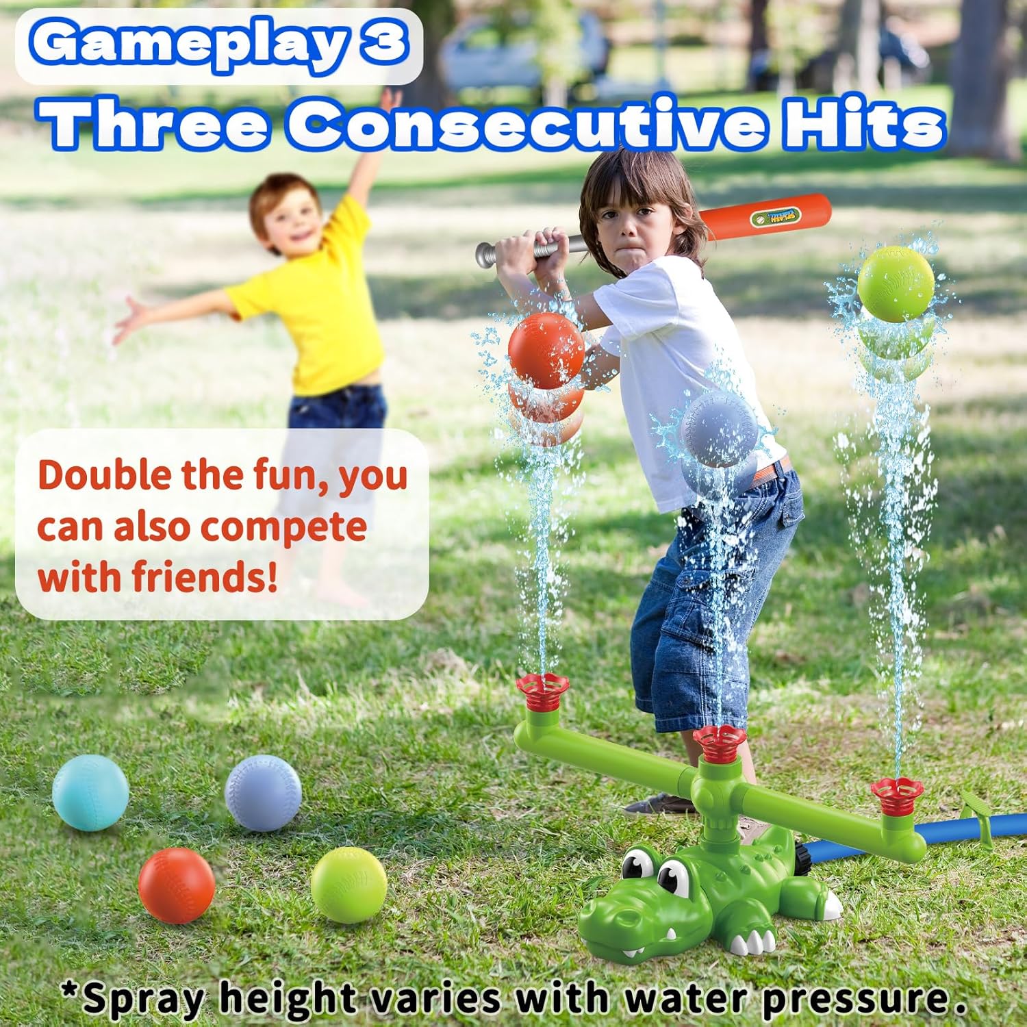 Thumbnail 3 de Intoypad 4-in-1 Water Sprinkler & Baseball Play Set (crocodile sprinkler, bat, balls, water balloons)