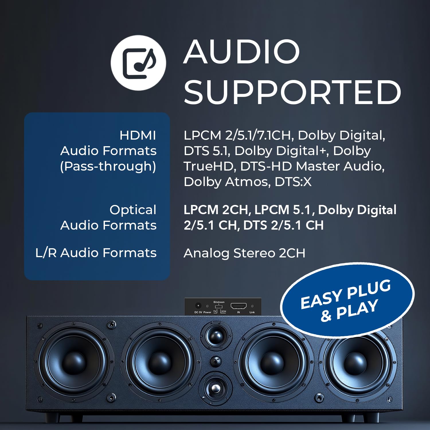 Thumbnail 6 de OREI HDA-912 4K HDMI Audio Extractor: Dolby/DTS Pass-through with Optical & 3.5mm Output