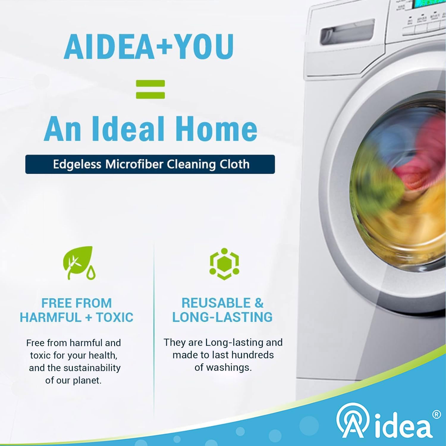 Detalle de AIDEA Lot de 12 chiffons microfibre 30 x 30 cm đź§˝