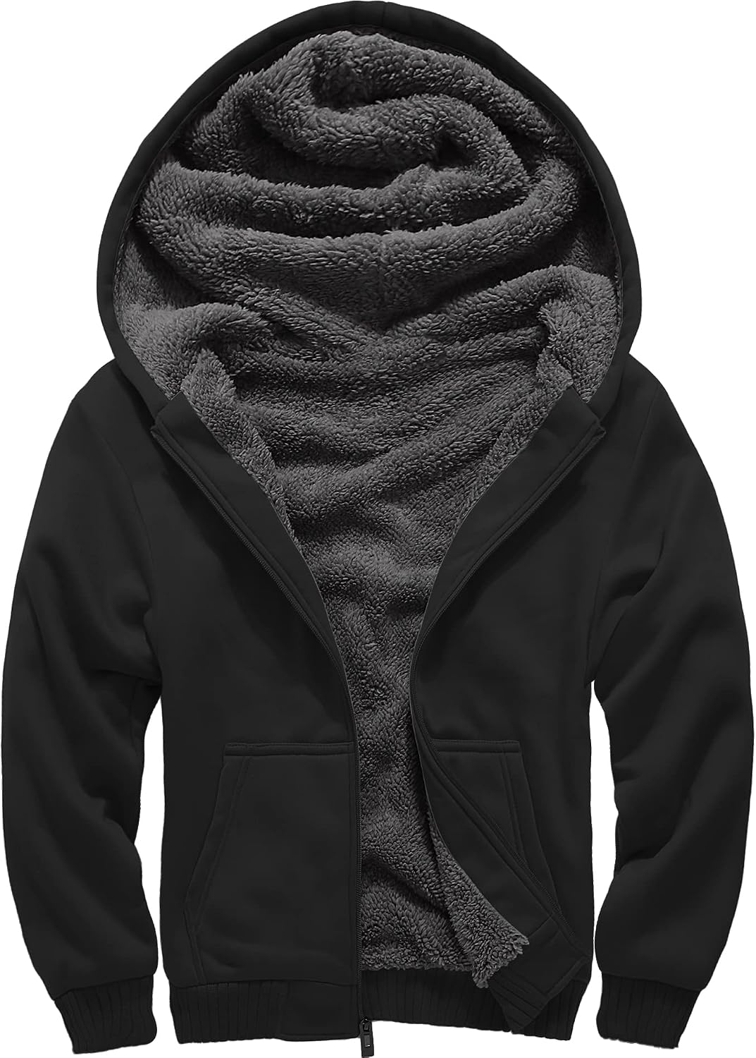 Detalle de ZITY Men's Zip-Up Hoodie, Sherpa-Lined