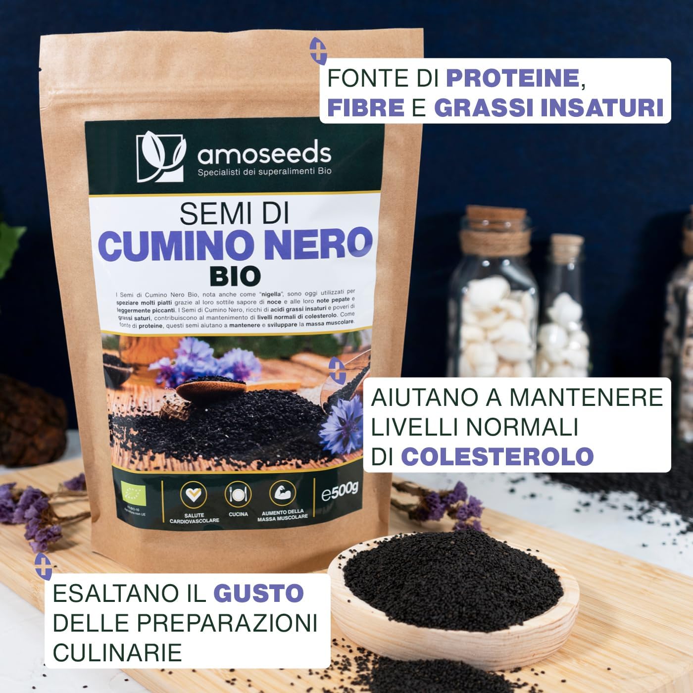 Thumbnail 3 de Semi di Cumino Nero Intero BIO 500g (Nigella sativa) – crudi e senza additivi