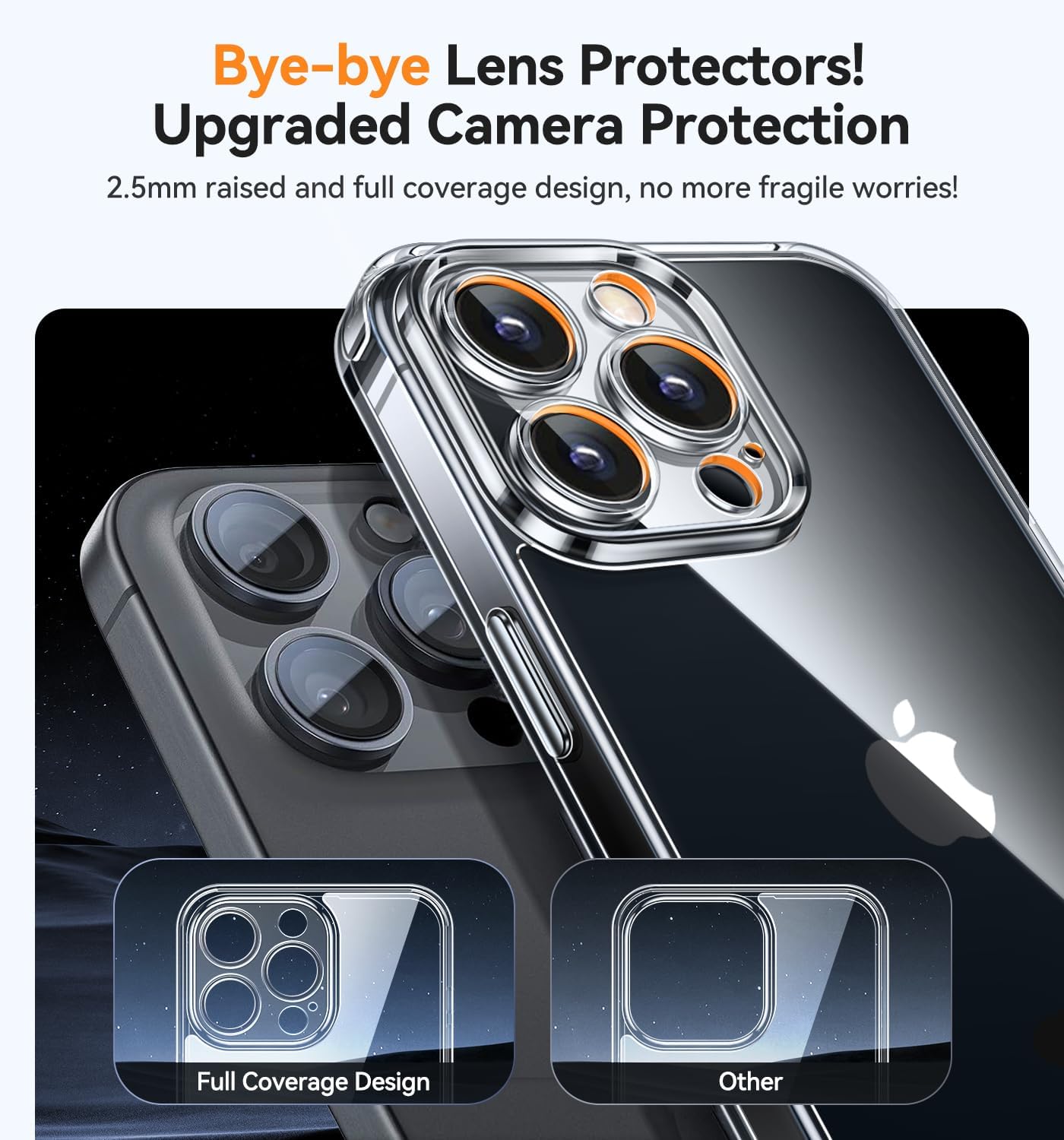 Detalle de CANSHN Coque transparente pour iPhone 16 Pro (6,3 pouces) — Protection complète de la caméra et antichoc