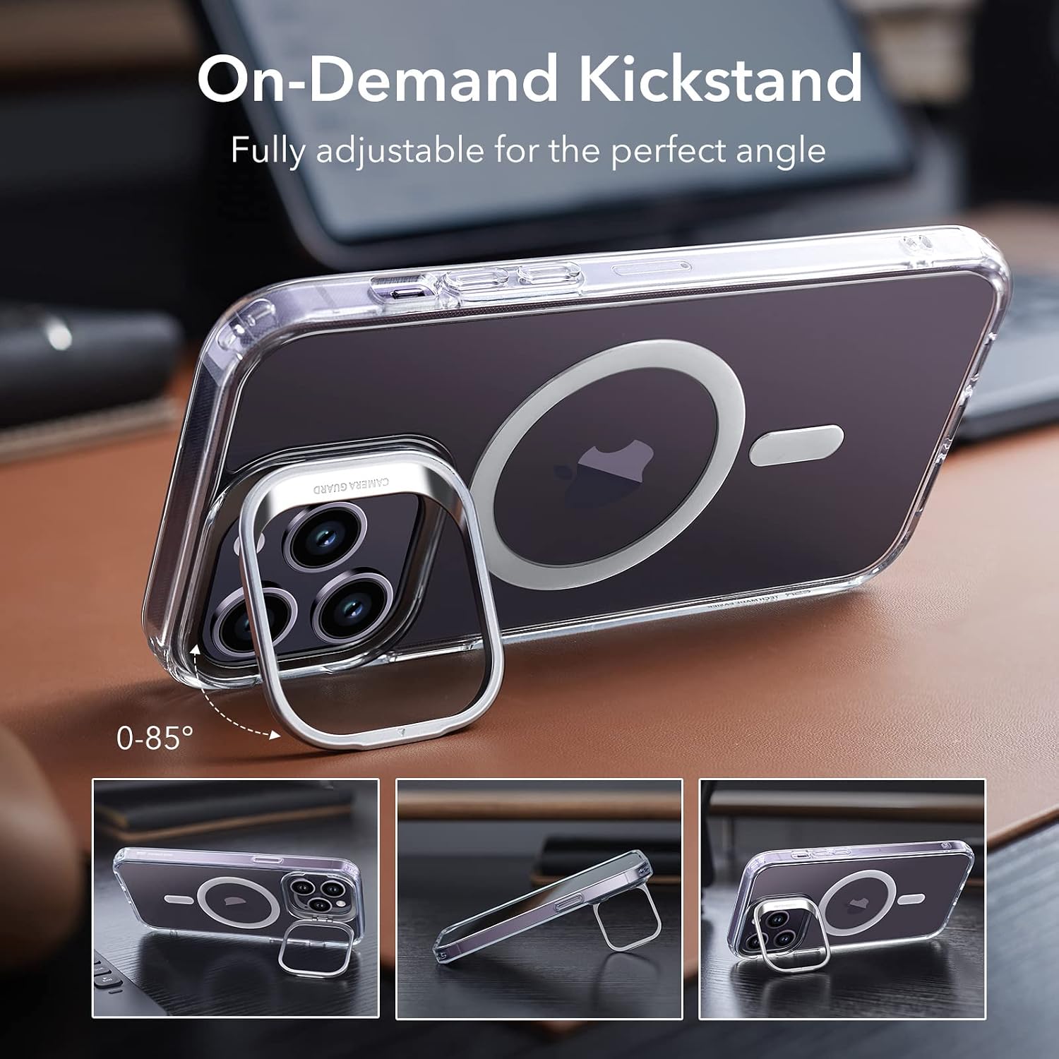 Detalle de ESR MagSafe Case for iPhone 14 Pro Max (Clear) with Built-In Stand