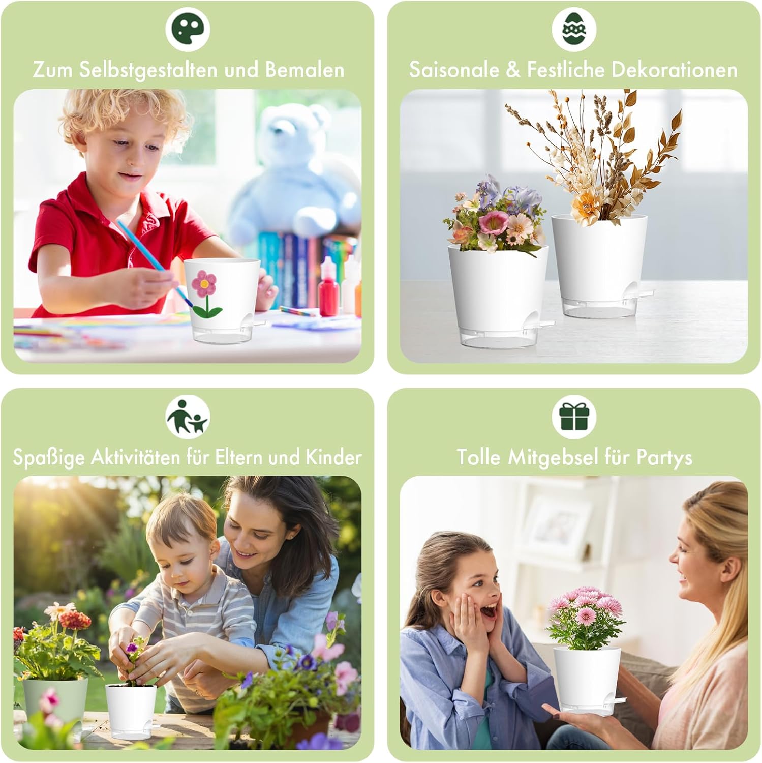 Thumbnail 5 de WSMKSZ 15 cm Selbstbewässernder Blumentopf – 5er Set, Weiß