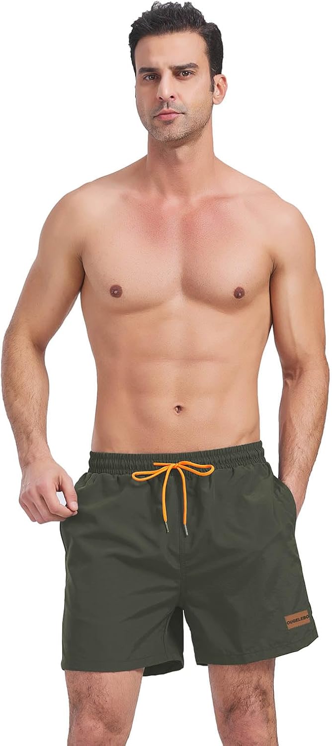 Thumbnail 1 de Ougelebo Herren-Badehose mit Reißverschlusstasche – schnelltrocknende Badeshorts mit verstellbarem Bund