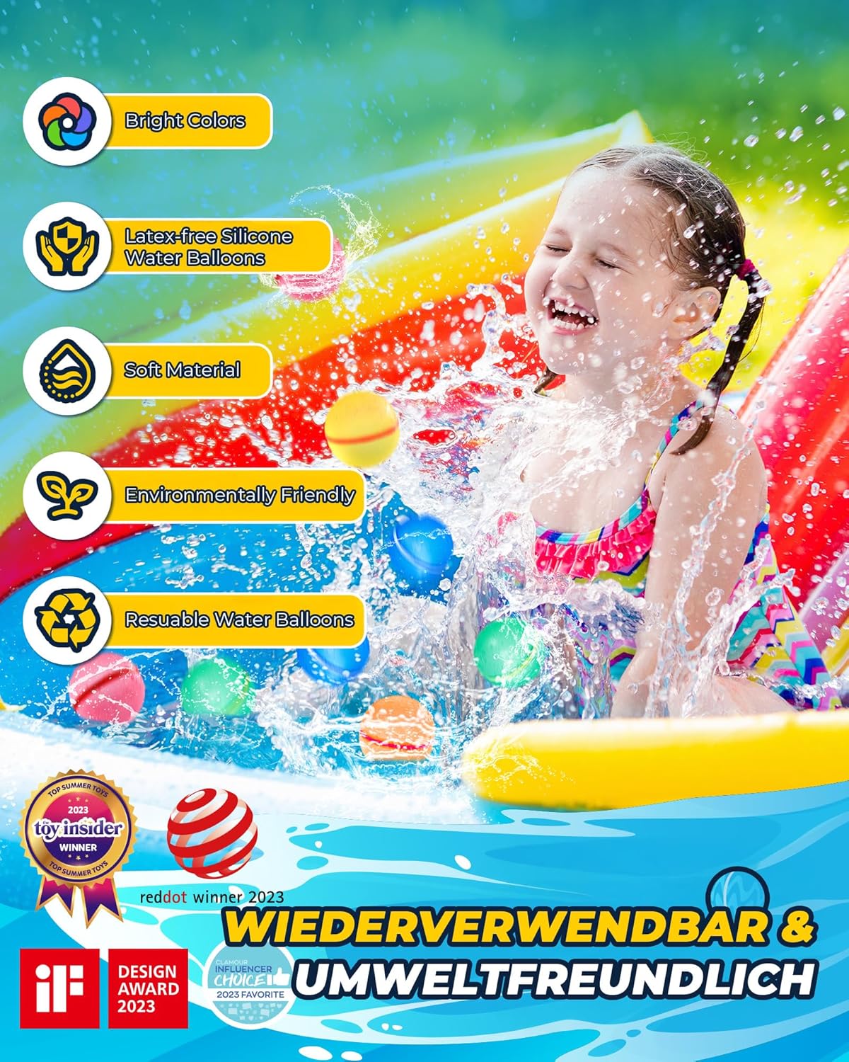 Detalle de KOKODI Wiederverwendbare Wasserbomben aus Silikon – Magnetisch, schnellbefüllend, 16 Stück