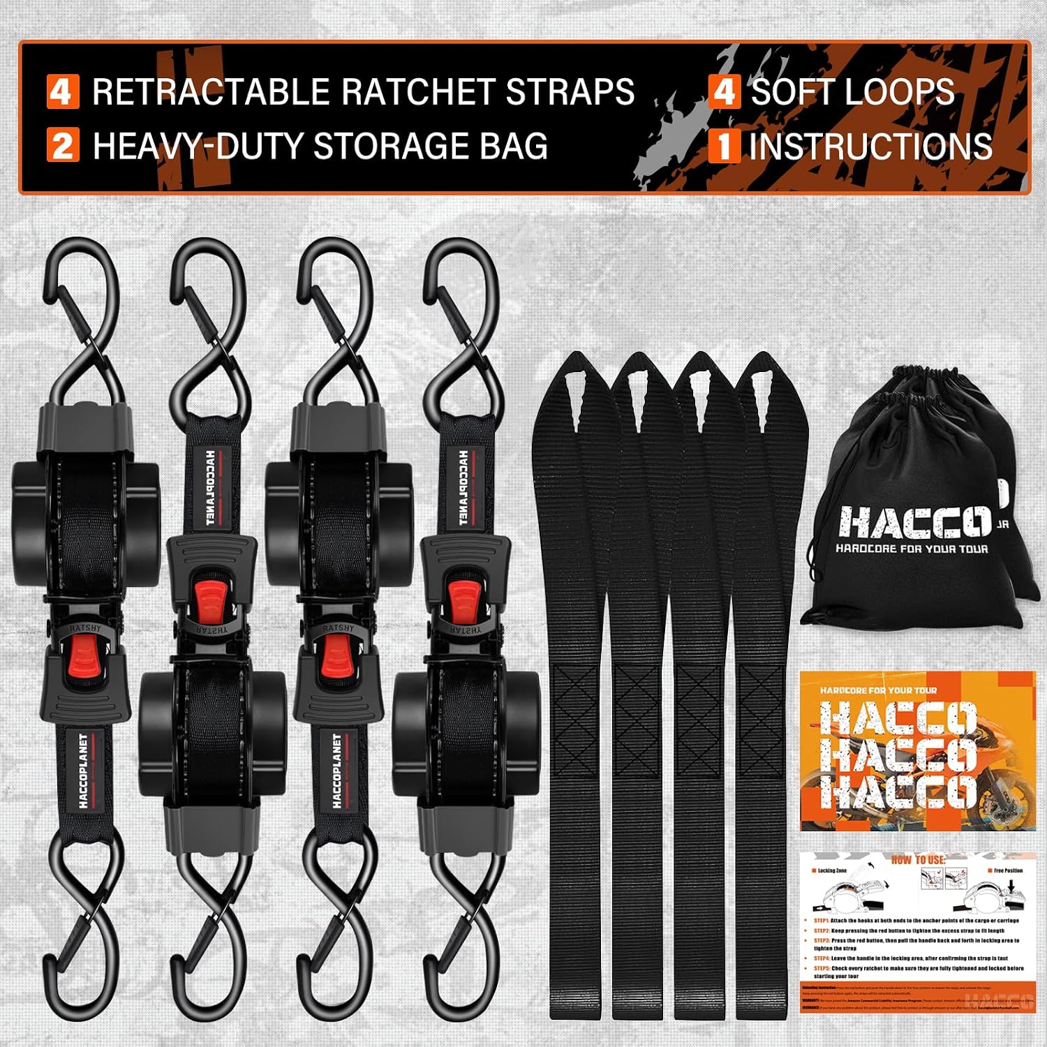 Thumbnail 4 de Haccoplanet Retractable Ratchet Straps 2-Inch