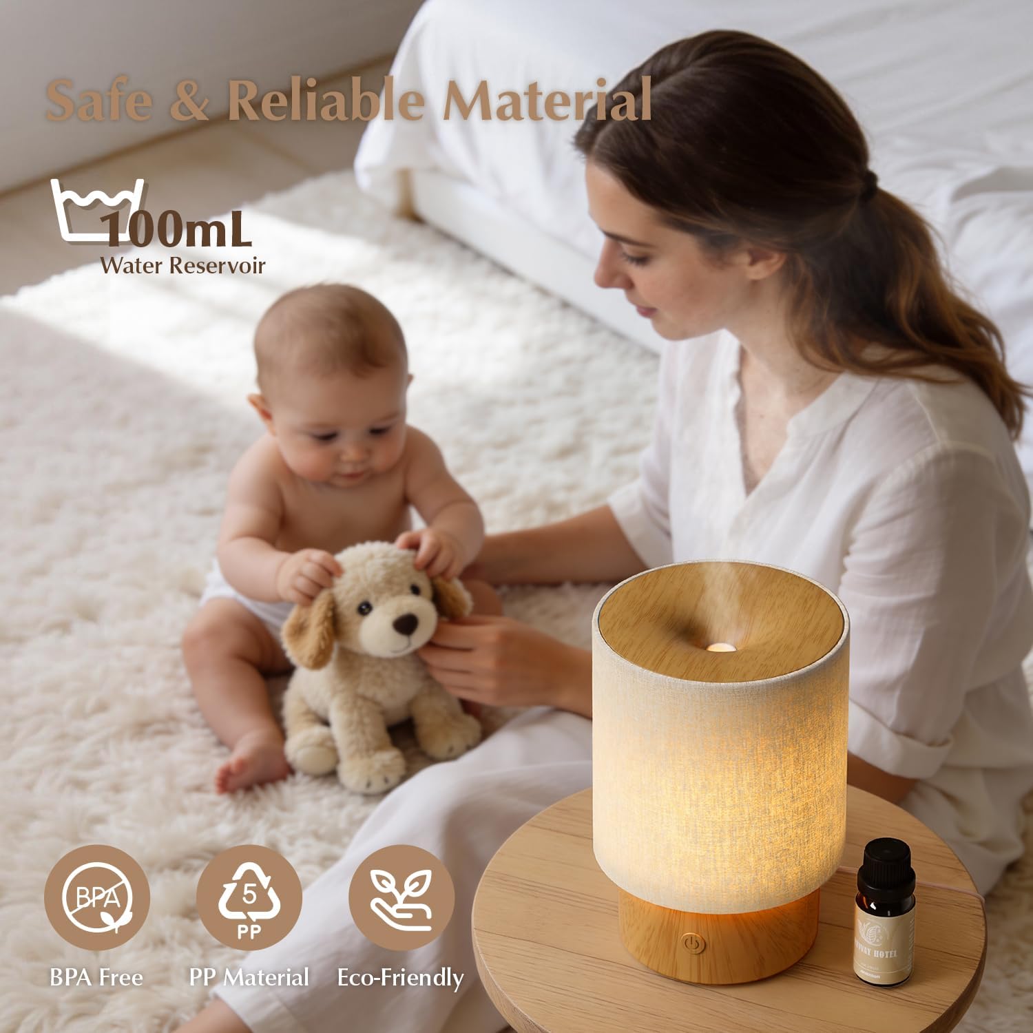 Thumbnail 6 de ARVIDSSON 200315 Essential Oil Diffuser, 100 mL Ultrasonic with Fabric Cover