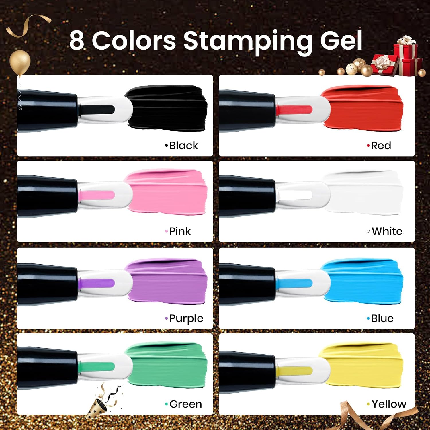Detalle 2 de Beetles Nail Stamping Gel Kit, 8 Colors