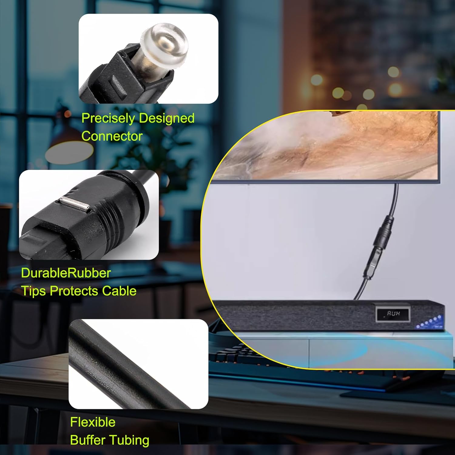 Detalle de Pxyelec 10 M Black Digital Fiber Optical Audio SPDIF TosLink Cable