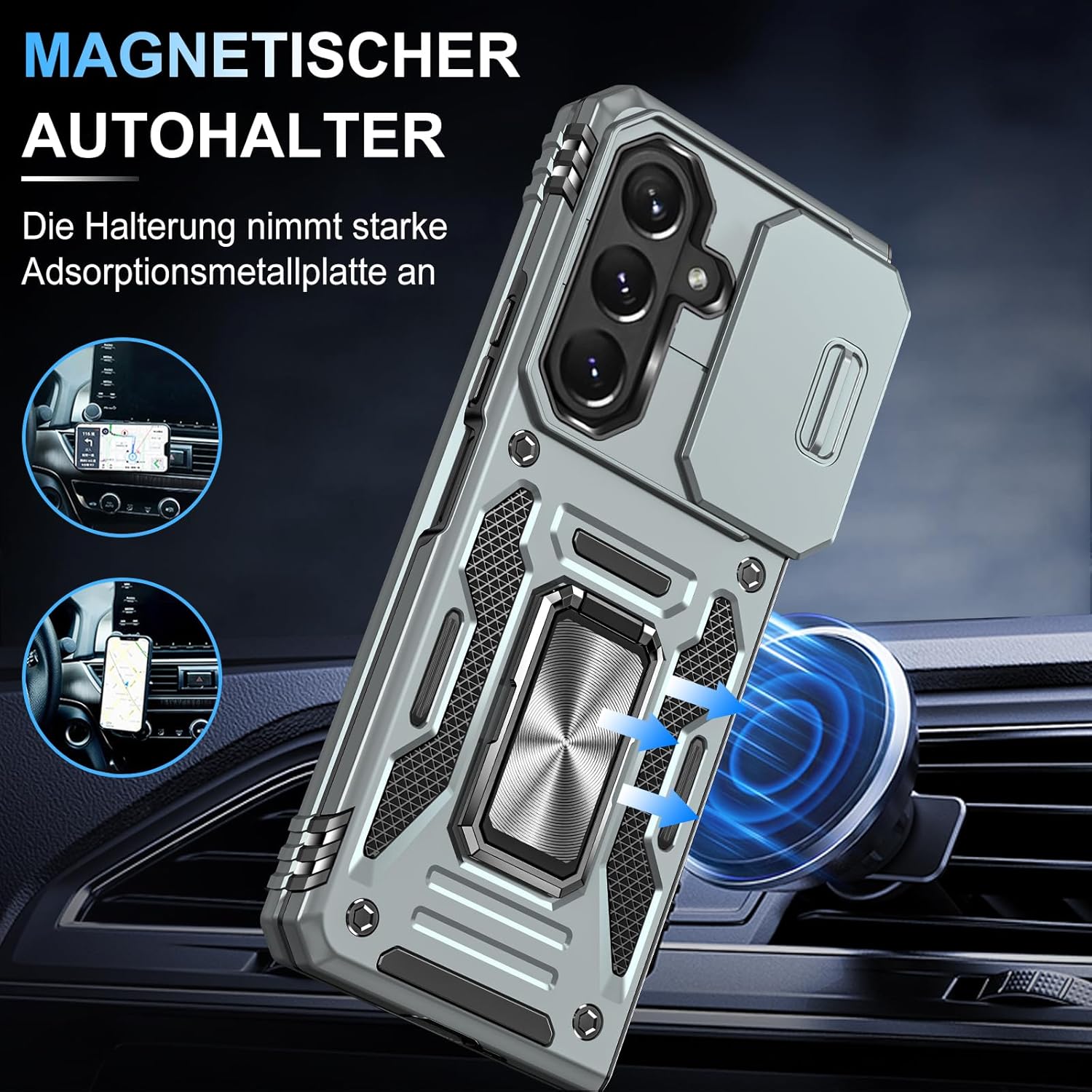 Thumbnail 2 de Vanki Handyhülle für Samsung Galaxy Z Fold 7 – 360° Drehbarer Metallring Ständer, Kameraschutz & Stoßfest