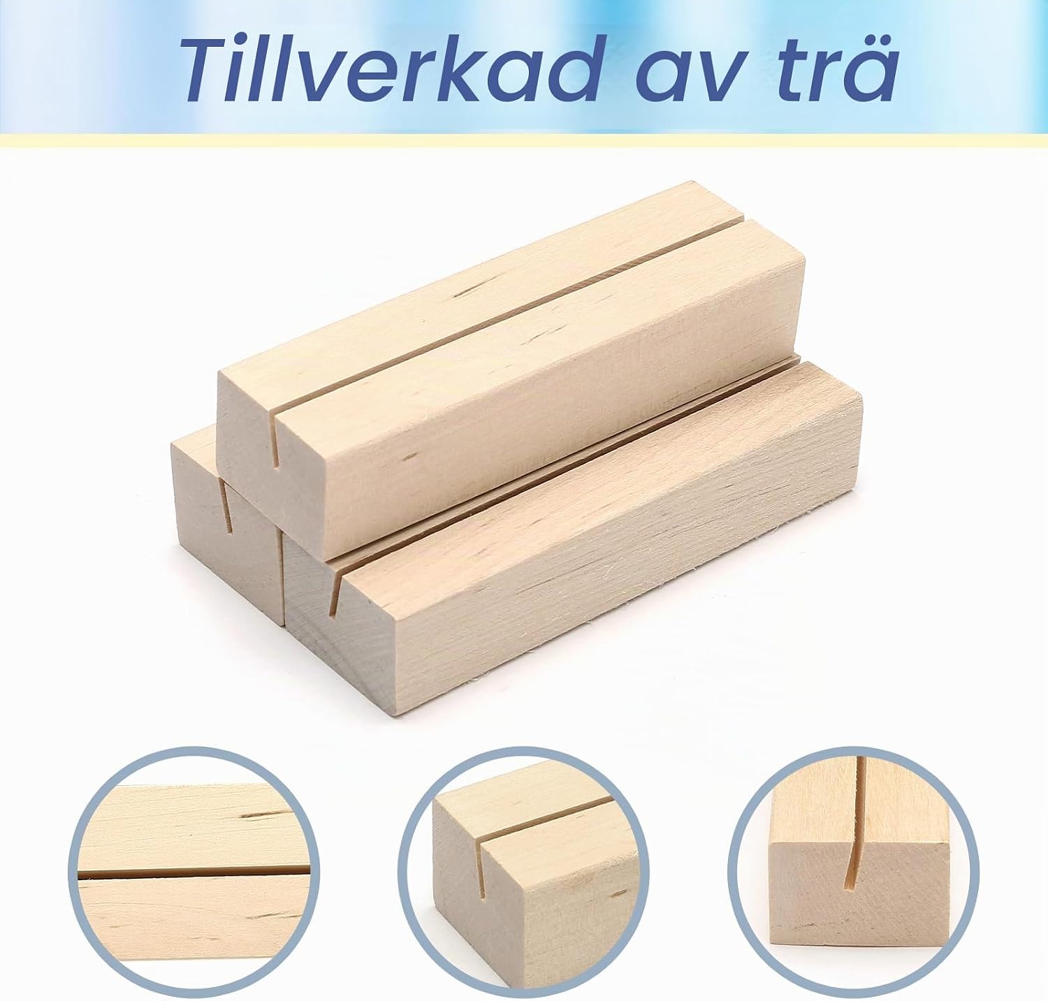 Detalle de Naler N6378-N6379 korthållare i bokträ, 12-pack för menyer och foton