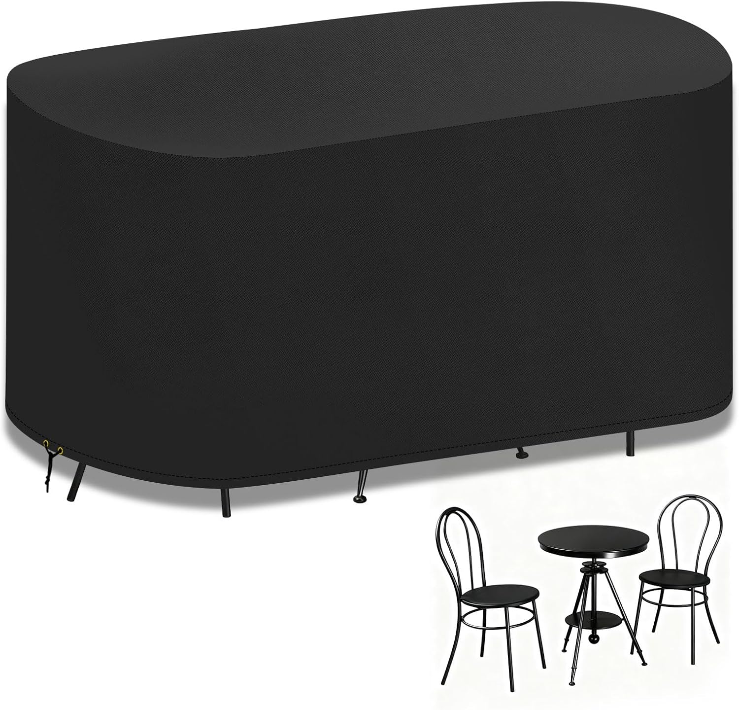 Detalle de PATIO PLUS Outdoor Garden Large Bistro Set Cover – Weatherproof 420D Oxford, UV Protected (146 x 70 x 80 cm) in Black