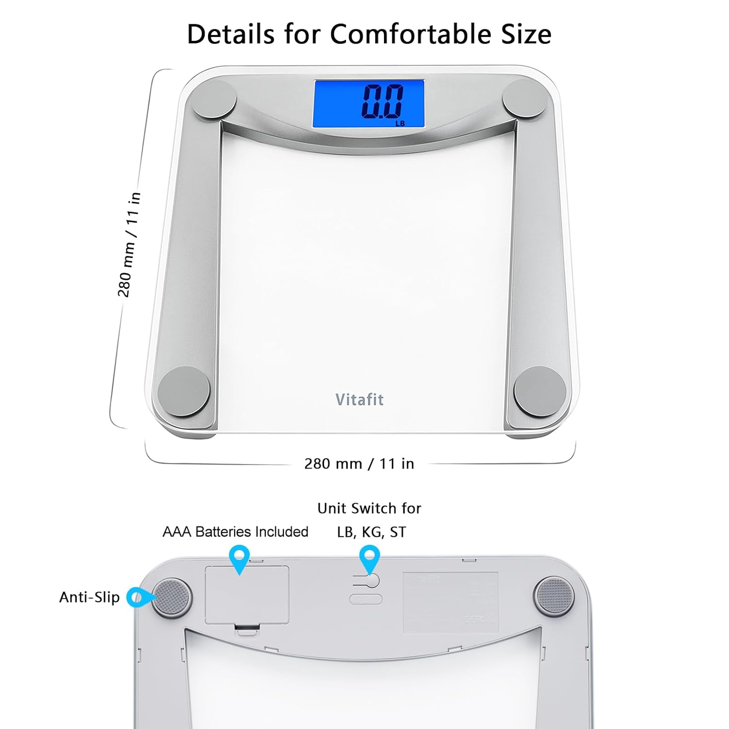 Thumbnail 5 de Vitafit Digital Bathroom Scale with High-Accuracy 0.1 lb/0.05 kg Increment