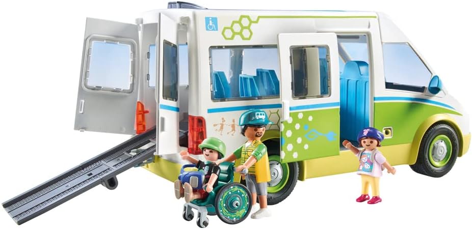 Detalle de PLAYMOBIL City Life 71329 Schulbus – Großer Schulbus mit Rampe, Platz für 5 Figuren