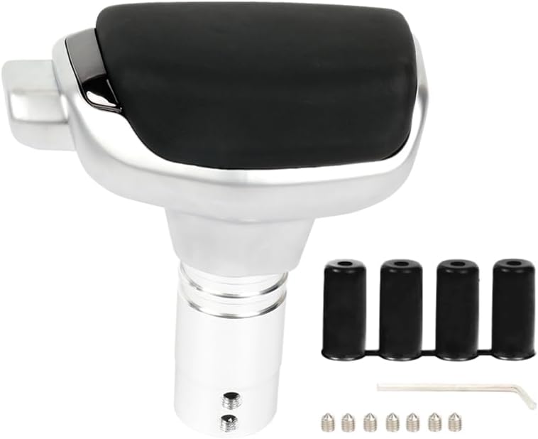 Detalle de Muge Racing Gear Shift Knob with PU Leather and Metal Construction (Black) for Most Cars