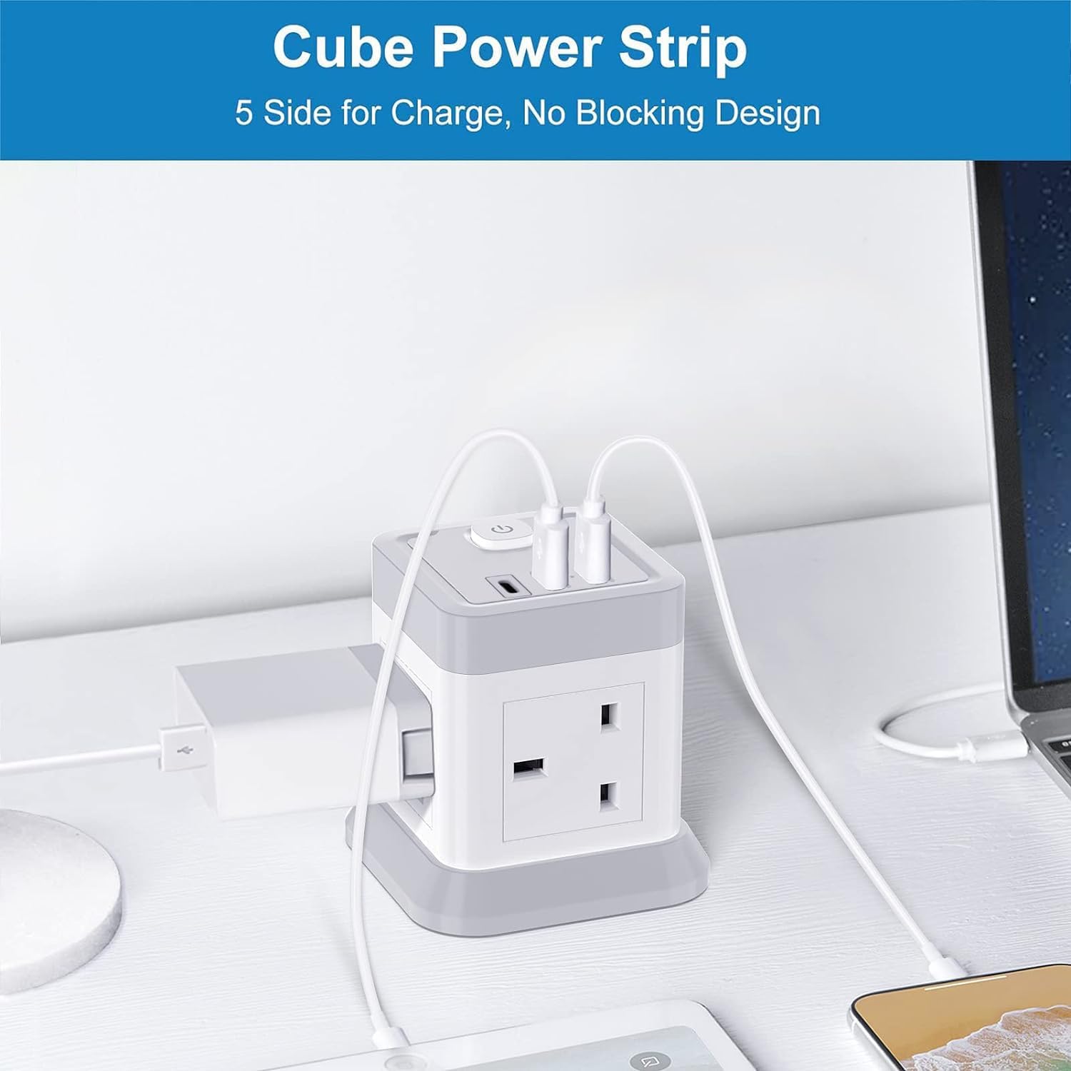 Detalle 2 de Cube extension lead with USB, 1.5m cable
