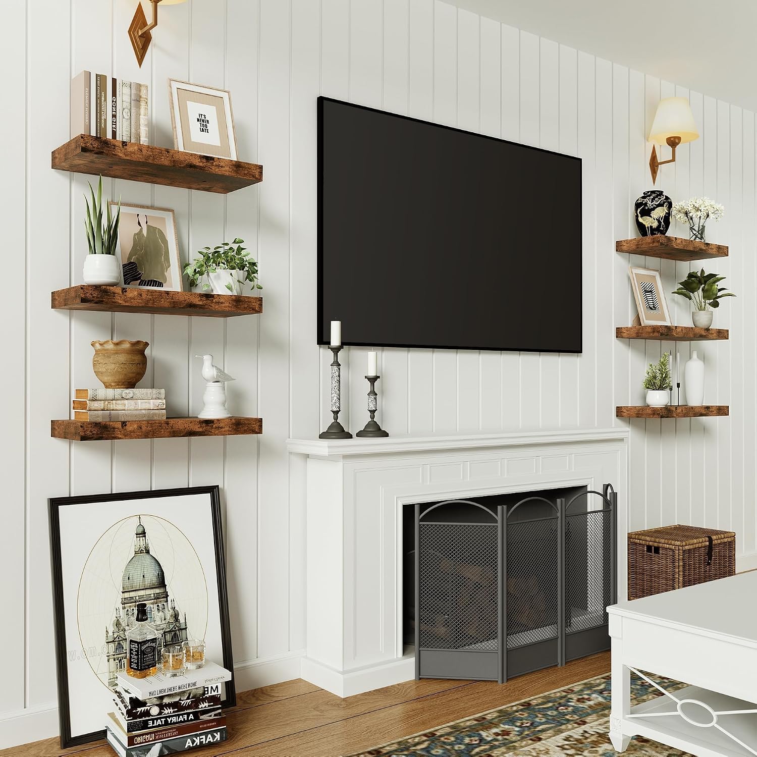 Thumbnail 6 de Vivelove 16inch-2P-BR Floating Shelves, Rustic Brown, Set of 2