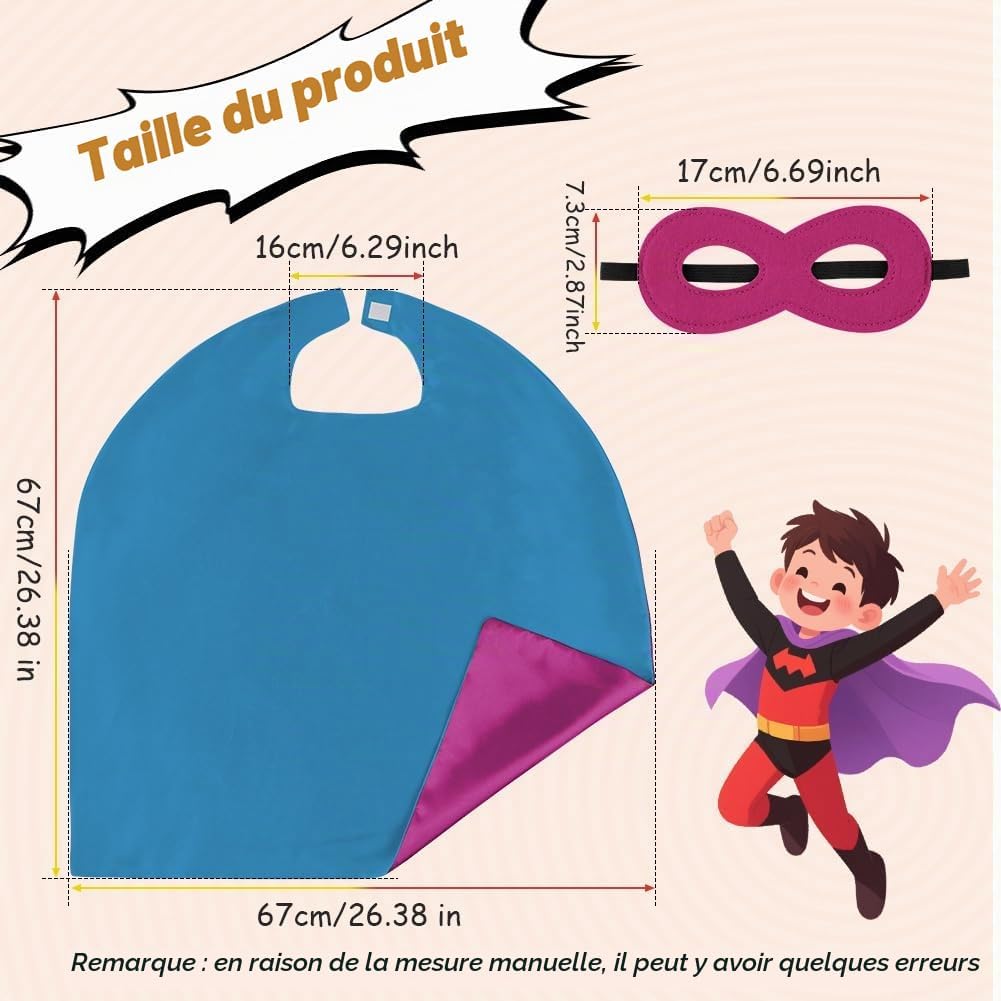 Detalle 2 de AUYAO 5040656 omkeerbare superheldencape voor kinderen met masker