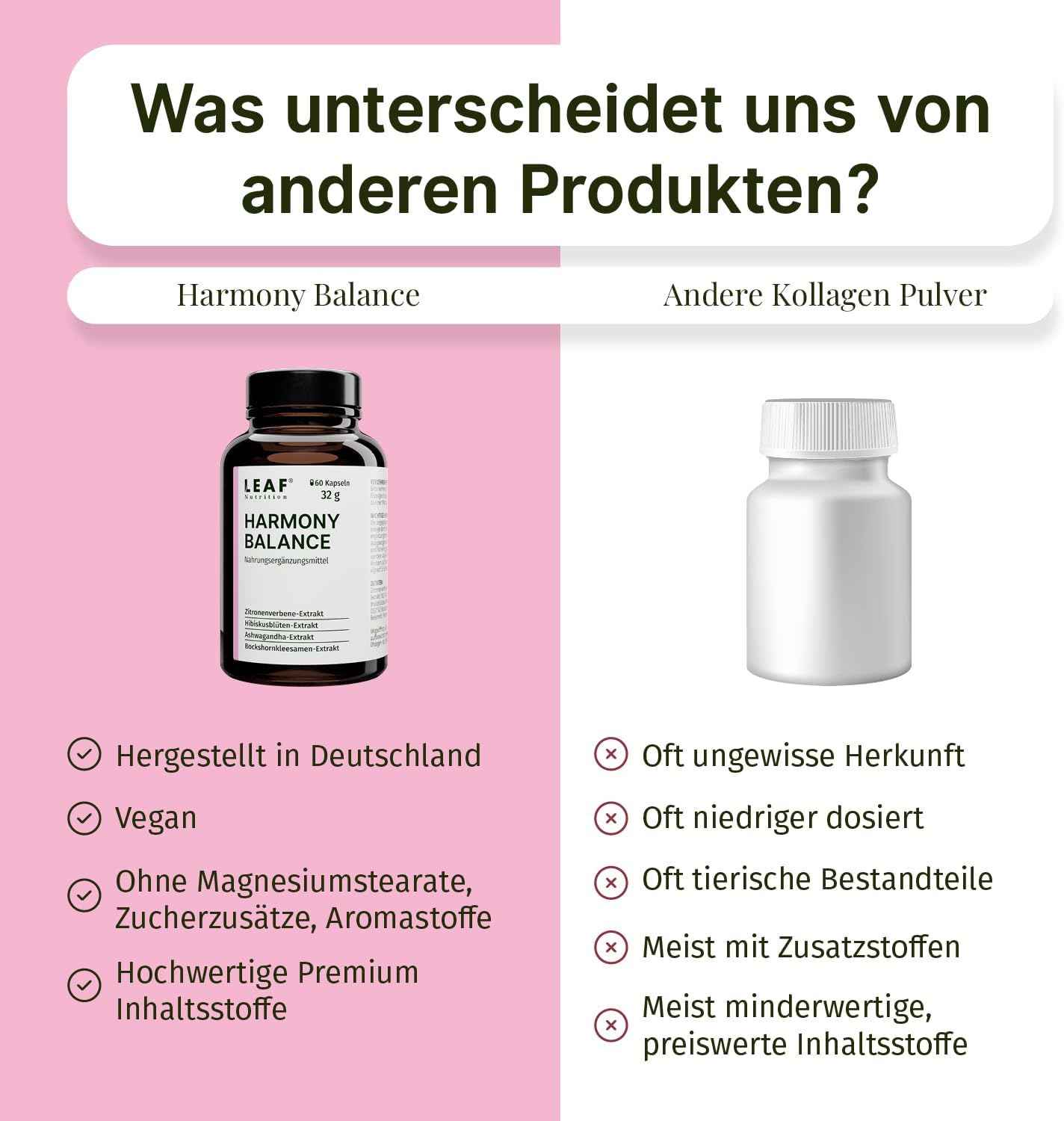 Thumbnail 6 de LEAF HARMONY BALANCE Balance-Kapseln für Frauen mit Vitamin B6, Ashwagandha, Pinienrinde & Ginkgo – 60 vegane Kapseln