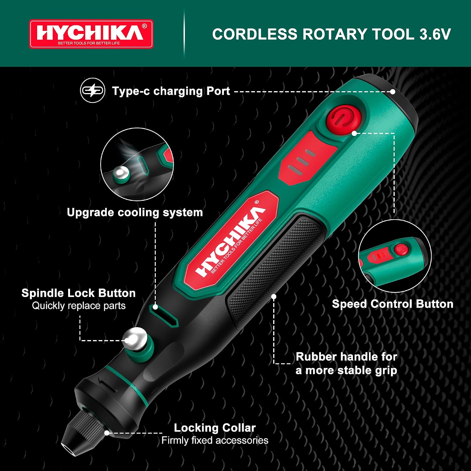 Detalle 2 de HYCHIKA Mini Cordless Rotary Tool 3.6V