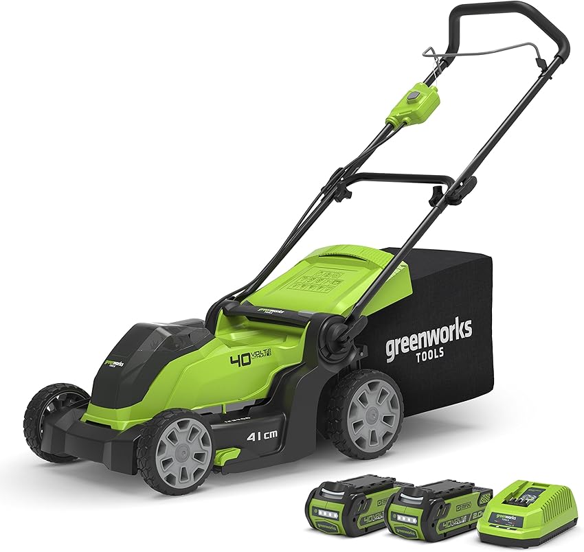 Detalle 2 de Greenworks G40LM41K2X Cortacésped 41 cm, 50 L