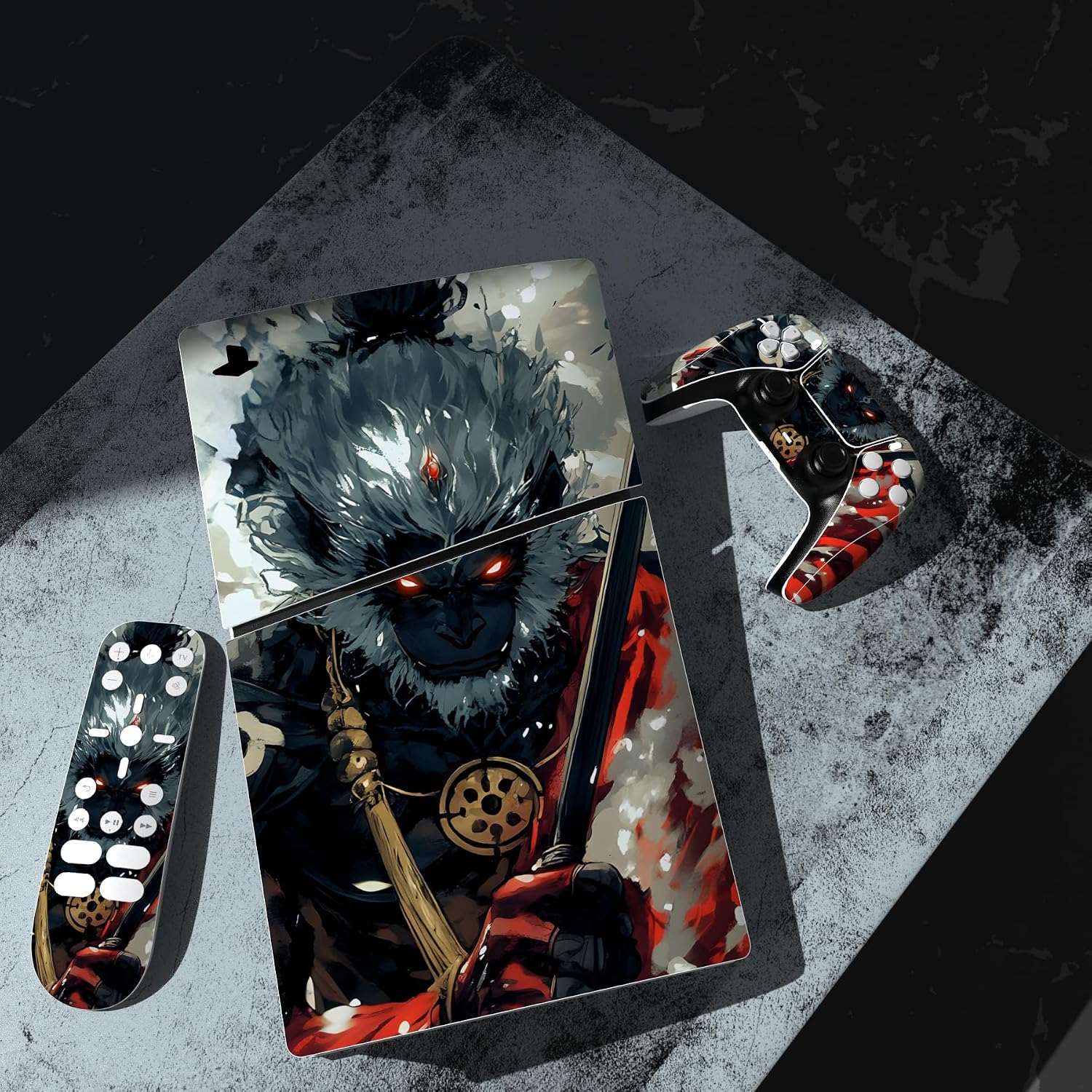 Detalle 2 de playvital Full Set Skin for PS5 Slim Fallen Wukong