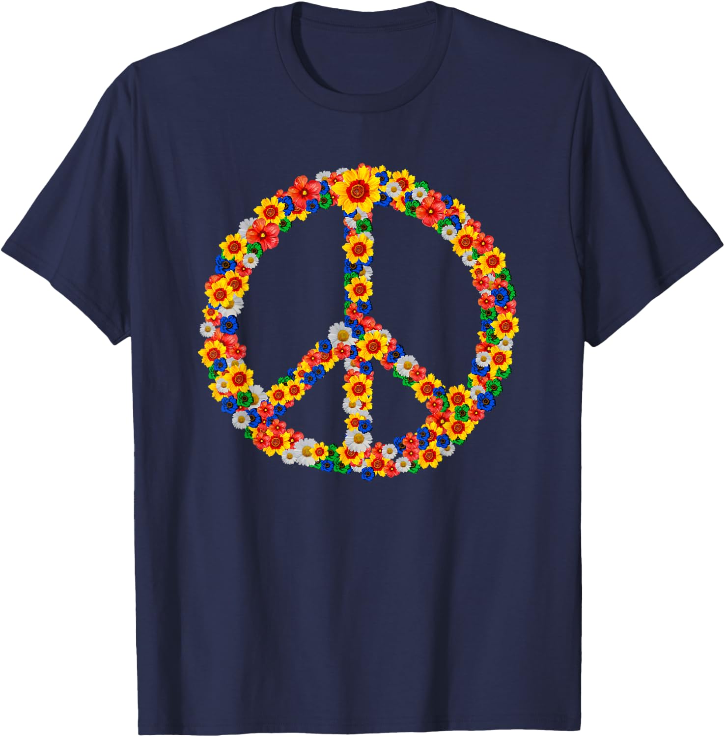 Detalle de Peace Love Tenue Hippie Flower Power des années 60 et 70 – T-Shirt