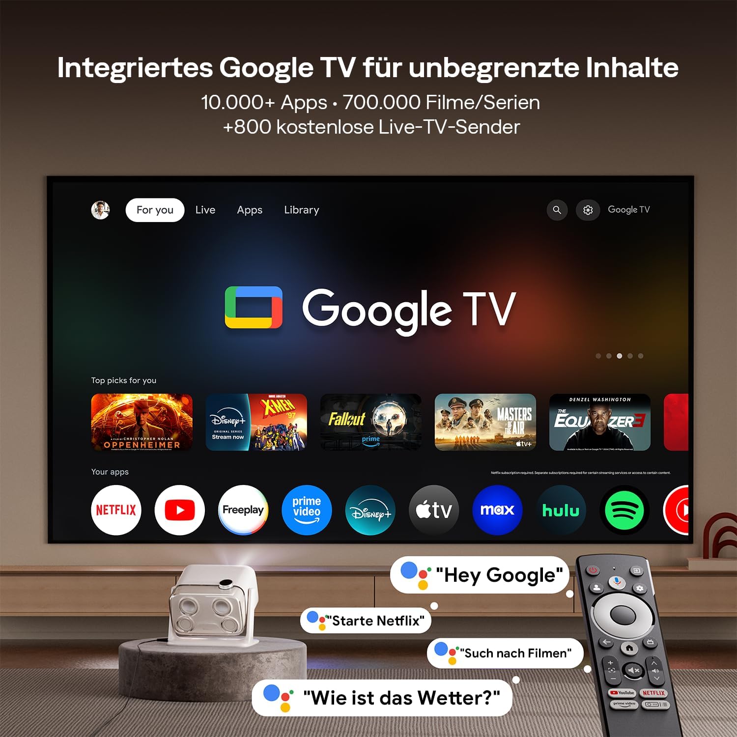 Thumbnail 1 de Aurzen Boom Mini 4-in-1 Smart Beamer mit Google TV – 500 ANSI, 1080P native, 4K-Unterstützung, DoIby Audio