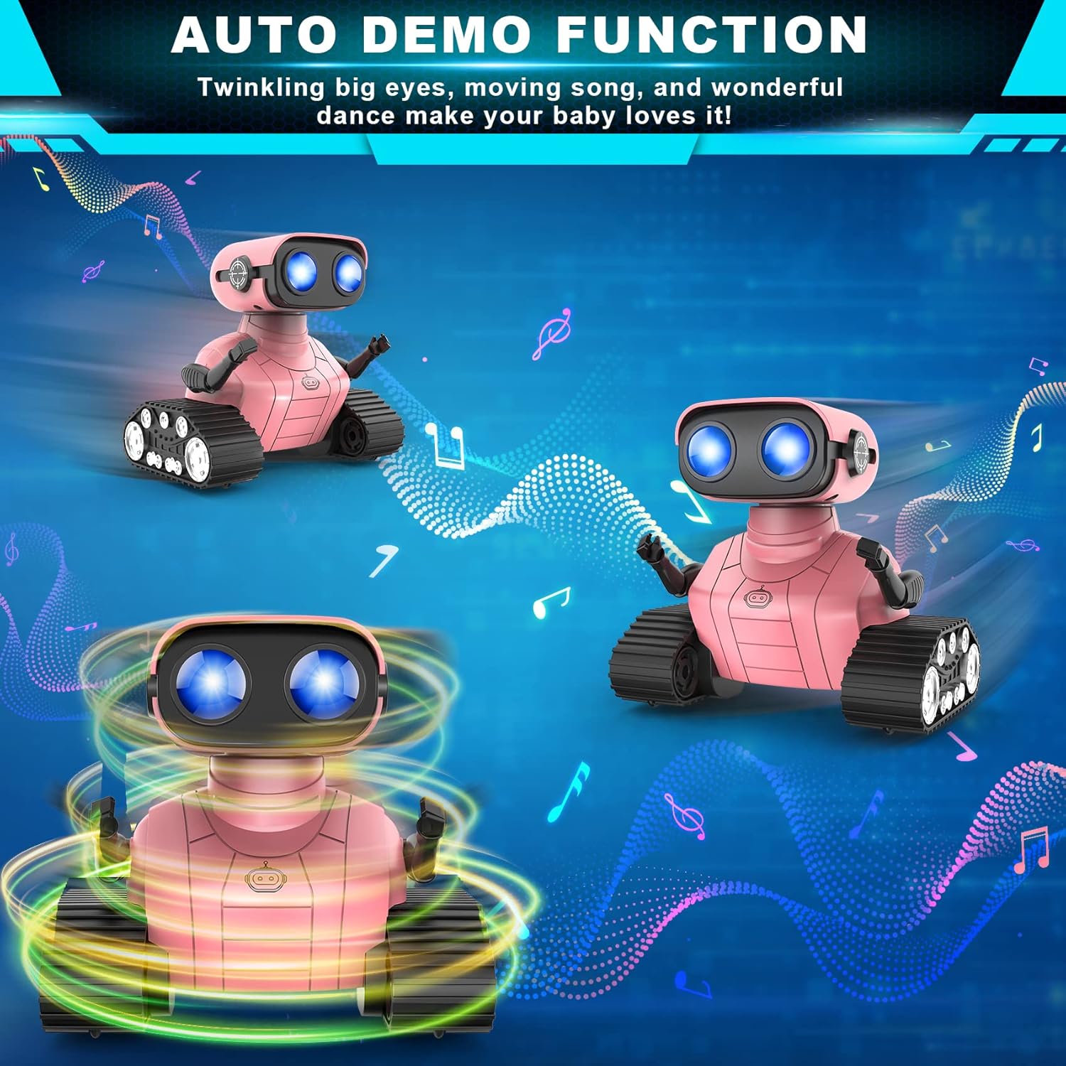 Thumbnail 2 de Hamourd Robot Toys for Girls: Rechargeable RC Robot with Dancing Lights, Flexible Limbs, and 2.4GHz Controller