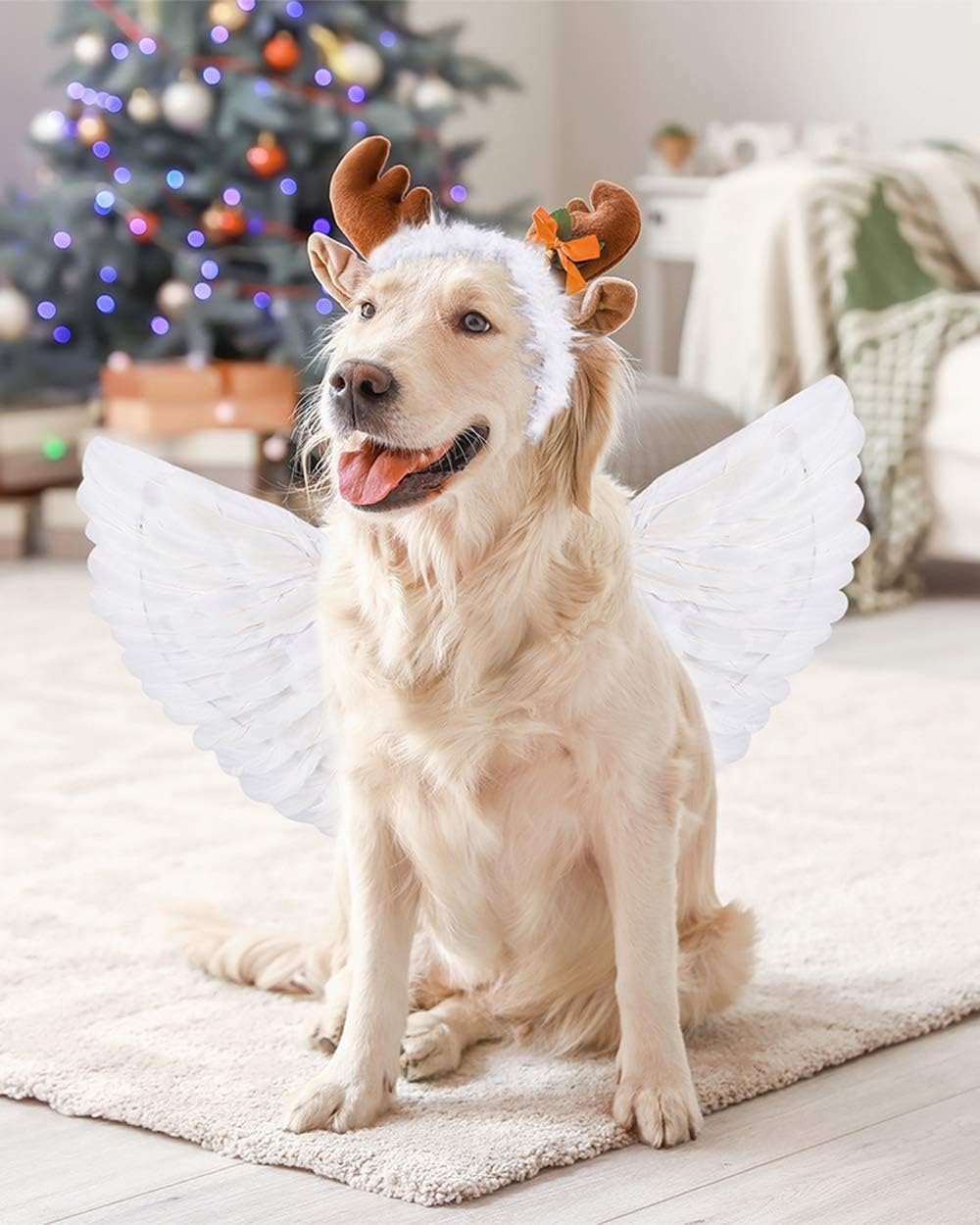 Thumbnail 6 de SzJias Angel Costume Wings and Halo, White Foldable Feather Set for Kids