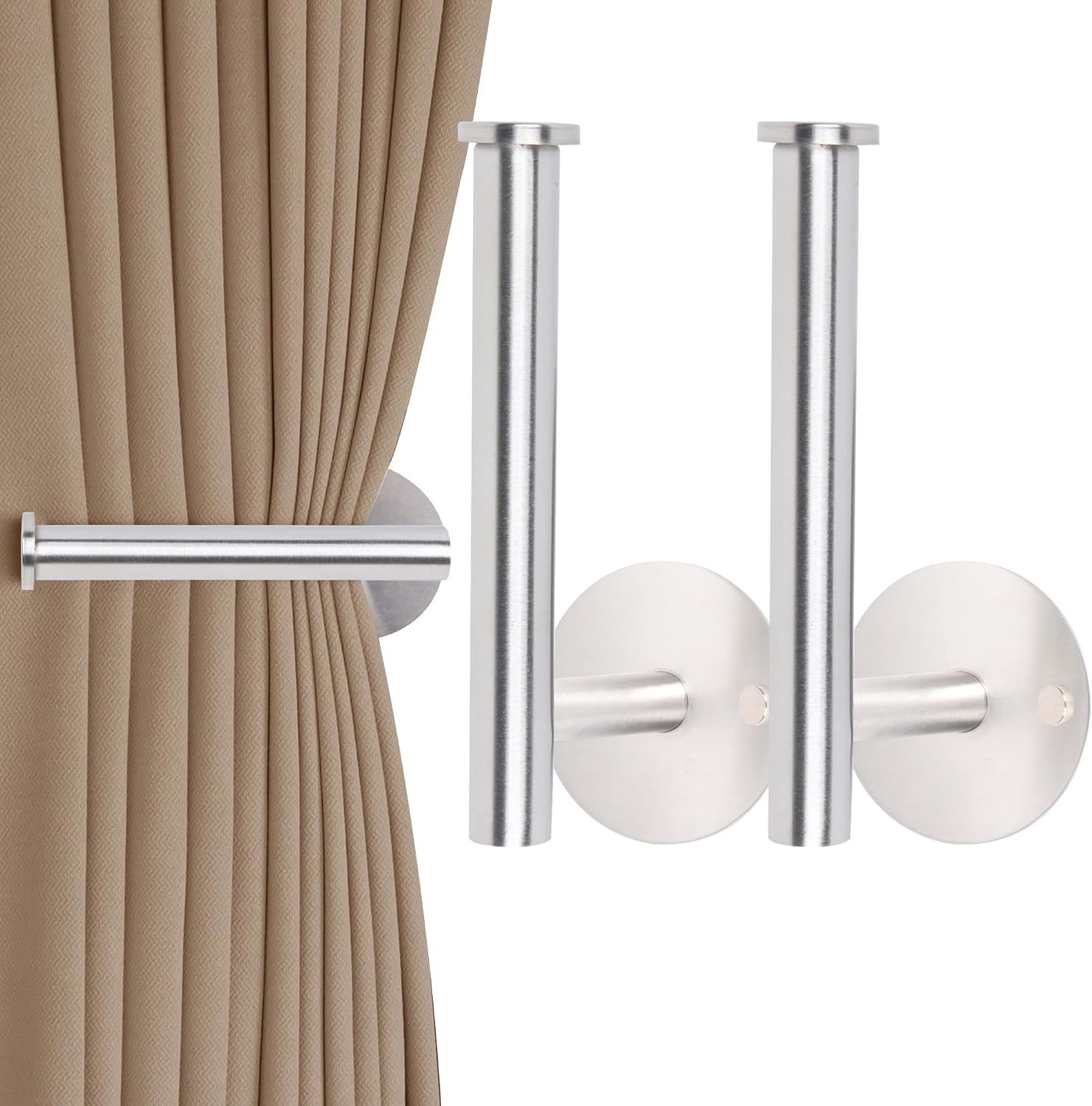 Detalle de OCIOLI Curtain Tiebacks gordijnhouders, zelfklevend, 304 roestvrij staal, zilver