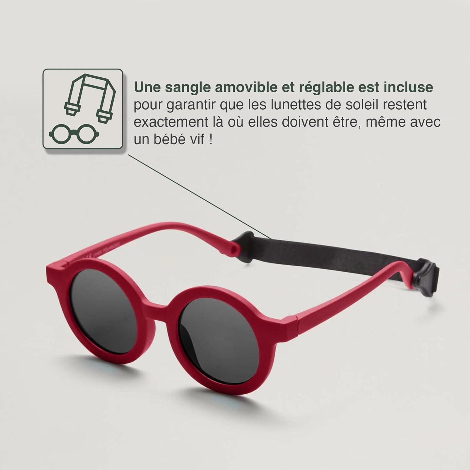 Thumbnail 3 de BABYMOCS Lunettes de soleil rondes pour bébé 0 à 1,5 ans – Protection UV 100 % et matières sans BPA