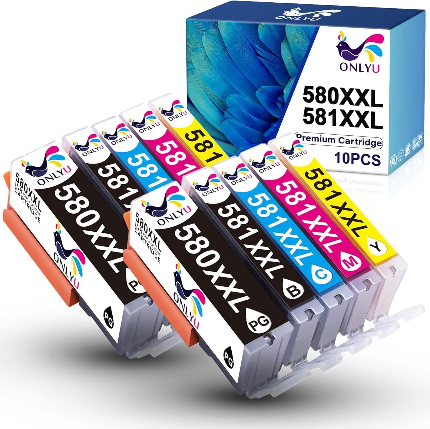 Detalle de ONLYU PGI-580XXL CLI-581XXL Tintenpatronen-Set für Canon PIXMA TR8550 & TS/TR-Modellreihe (10er Pack)