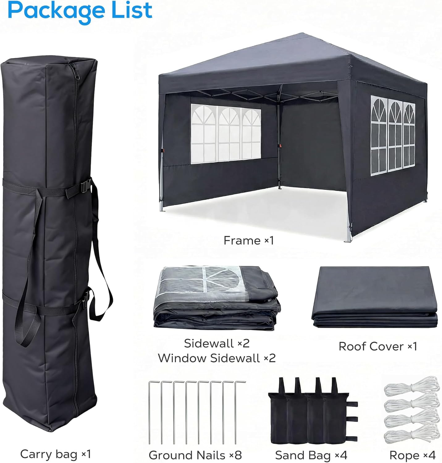 Thumbnail 6 de RidgeRover 3M x 3M Pop-up Gazebo: Waterproof, 4 Removable Sides, 270cm Interior Height