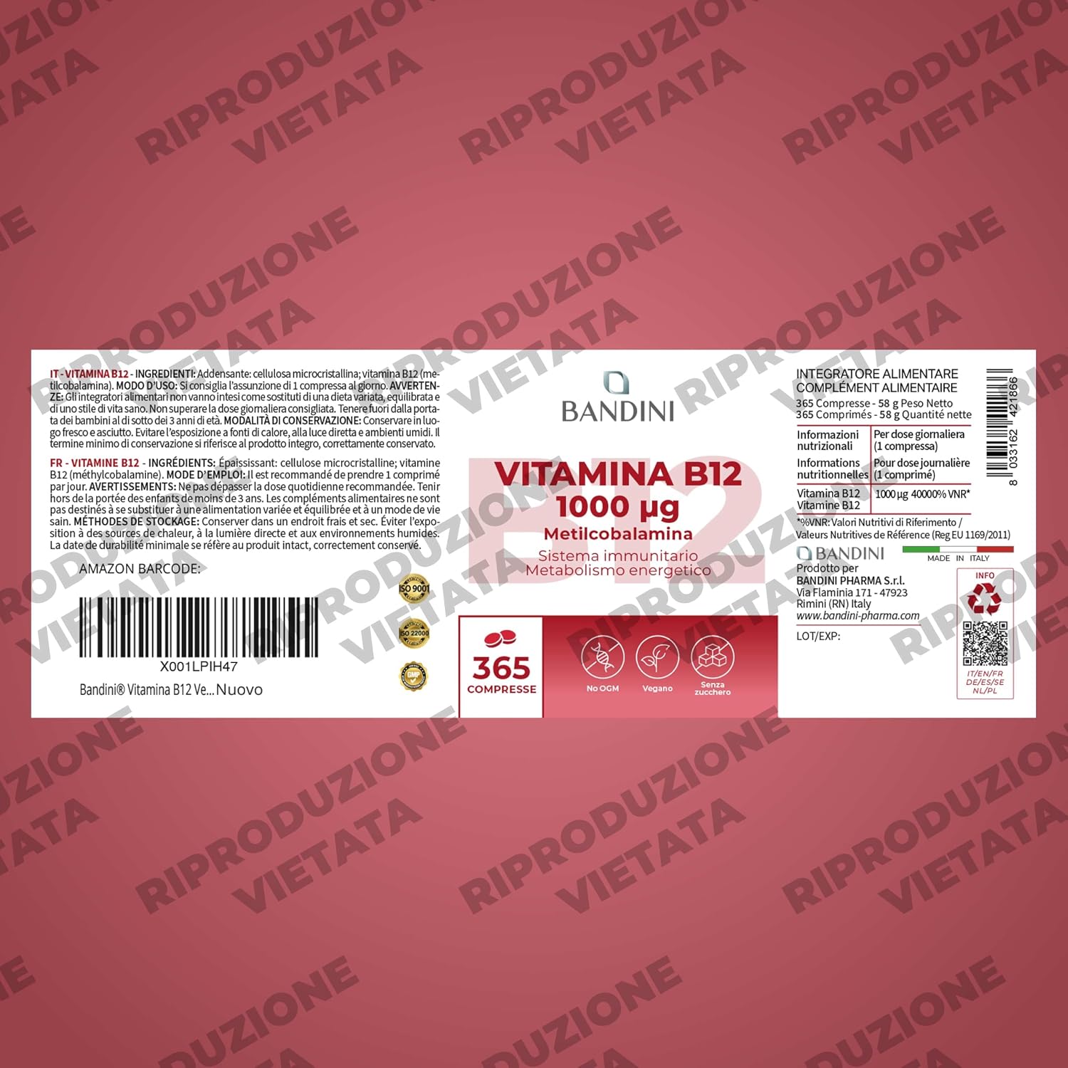 Thumbnail 4 de BANDINI Vitamine B12, 1000 µg methylcobalamine, 365 veganistische tabletten
